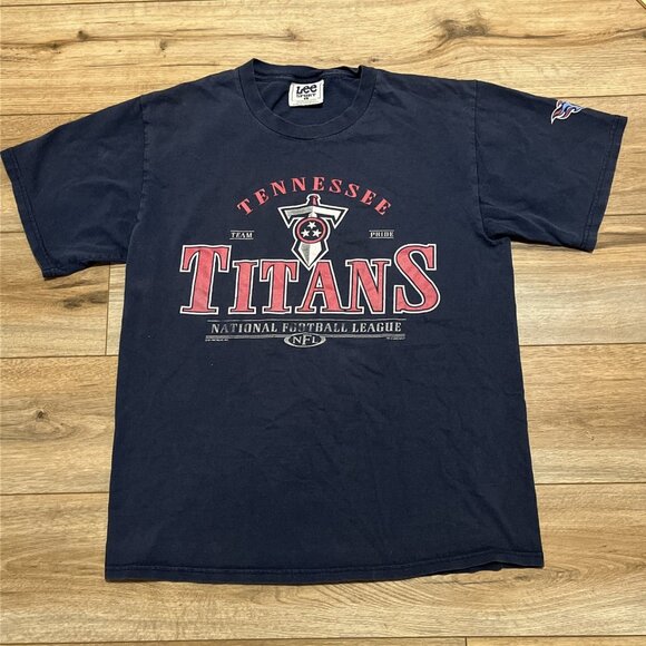 VTG 2000 Lee Sport Tennessee Titans Graphic Shirt LARGE Navy Blue Football NFL - Picture 1 of 11